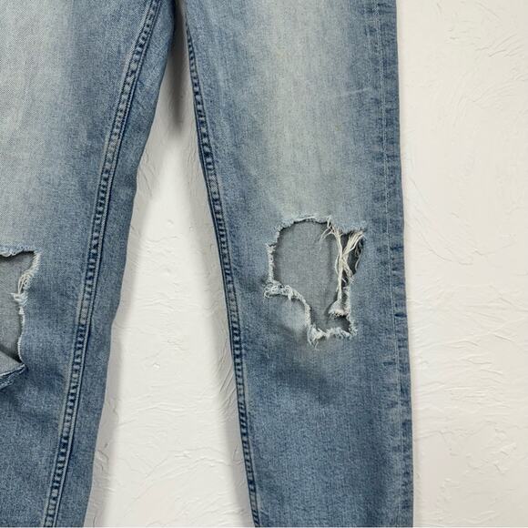 Mother Tomcat High Rise Blue Jeans Womens 24 Straight Leg Cropped Light Wash - Picture 5 of 13